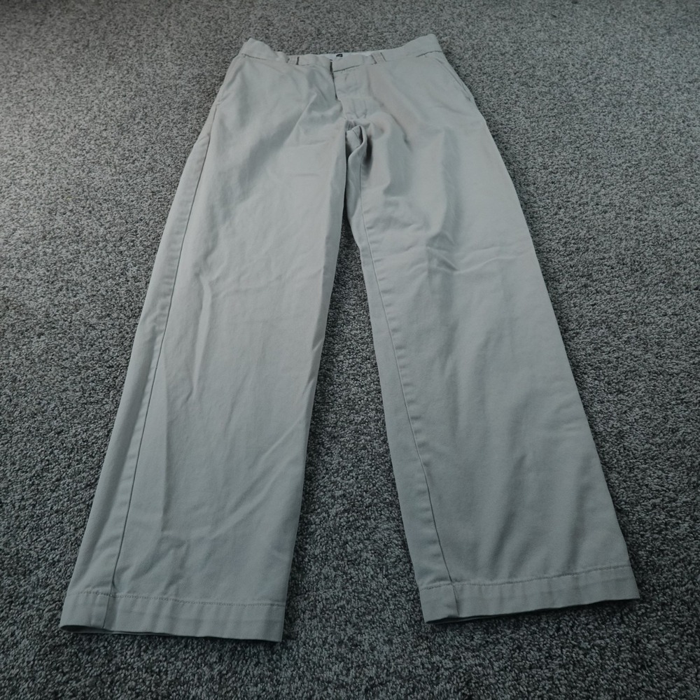 Gap‎ Pants Mens 31X32 Beige White Chino Trouser Flat Front Straight Leg Casual